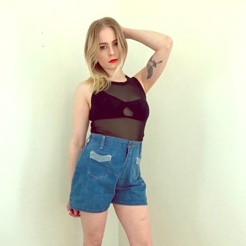 High Waist Chevron Pocket Wrangler Denim Shorts